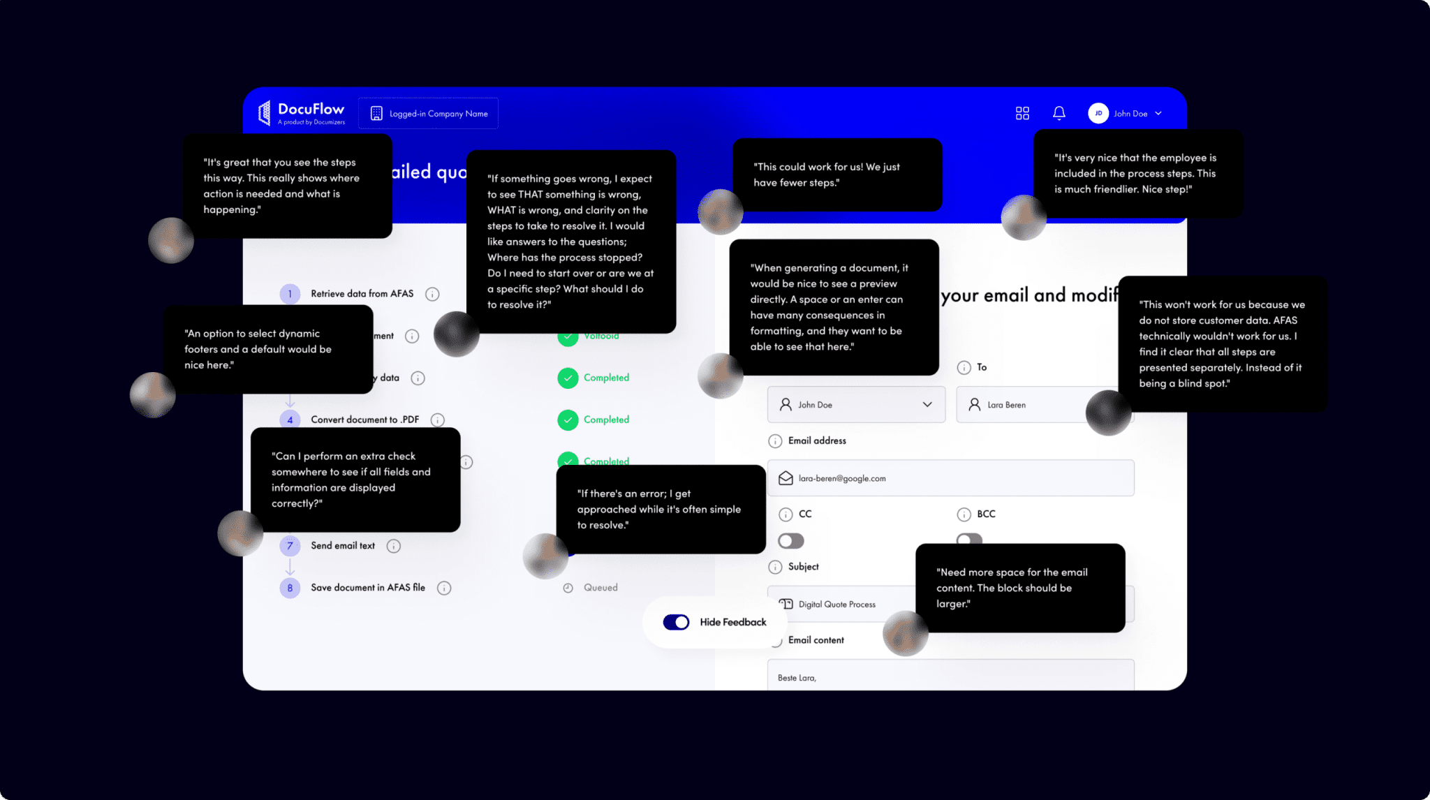 initial concept documizers user test and validation